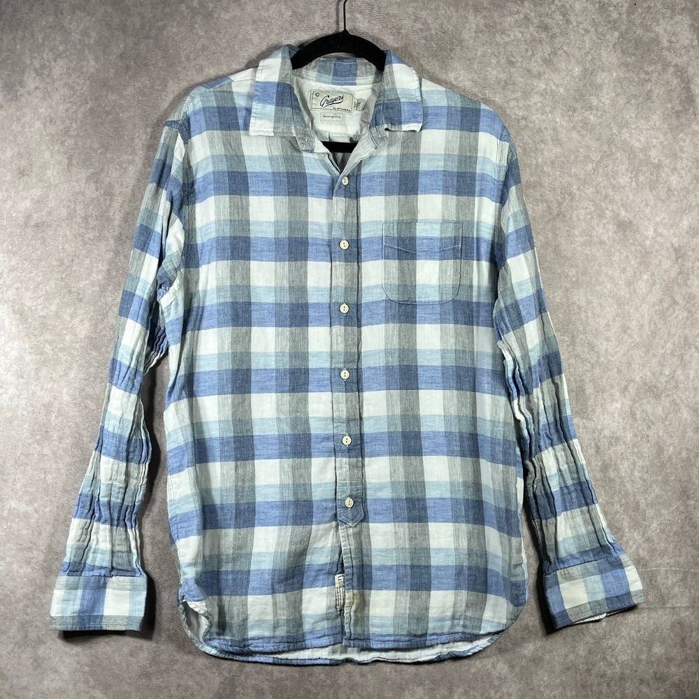 Grayers Shirt Mens Large Blue Gray Plaid Button Up Long Sleeve Casual Pocket